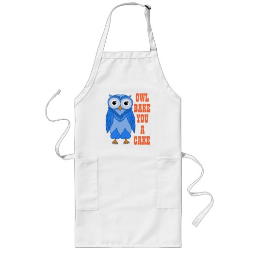 Long tablier : Hibou bleu (Devant)