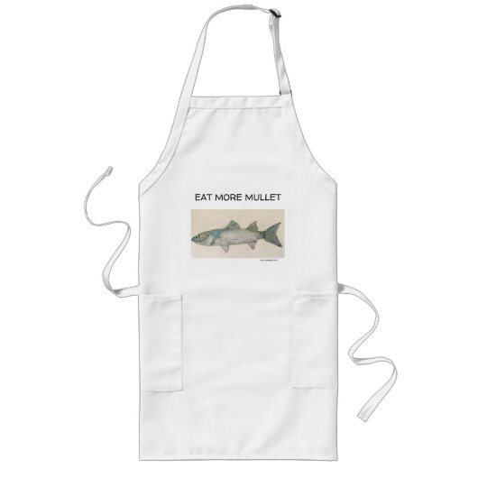 Long Tablier Mangez Plus de Mulet, Tablier de Poisson M (Devant)