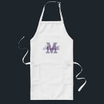 Long Tablier monogramme de nom personnalisé | Violet de<br><div class="desc">Tablier monogramme de nom personnalisé | Violet de lavande. Elégant tablier barbecue monogrammé / cuisine pour hommes, femmes et enfants. Lettre initiale de typographie de script élégant. Barbecue / tabliers de cuisson en kaki beige / standard blanc et jaune. Version longue et courte. Faites-en un pour maman, mère, femme, tante,...</div>