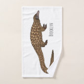 Long-tailed pangolin cartoon illustration (Serviette à main)