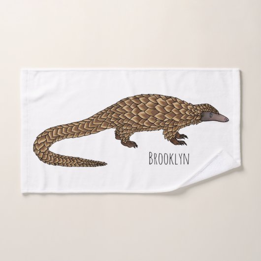 Long-tailed pangolin cartoon illustration (Serviette à main)