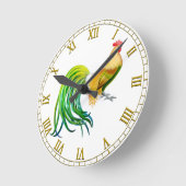 Long Tailing Phoenix Rooster Wall Clock Ronde Klok (Hoek)