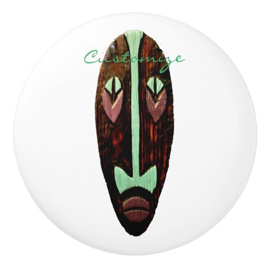 Long Tiki Mask Thunder_Cove Keramische Knop (Voorkant)