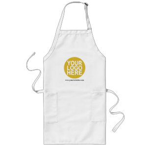 Long White Apron met Enterprise Logo Promotion Lang Schort