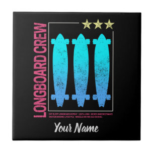 Longboard Retro Skateboard Skater Design Tegeltje
