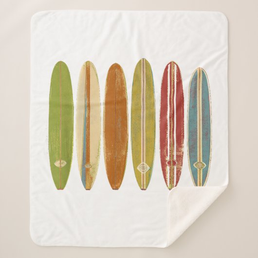 Longboard surfplanken Retro Style Surfing Sherpa Deken (Voorkant)