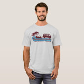 "Longboarder" Surf T-shirt in Maroon & Aqua (Voorkant volledig)