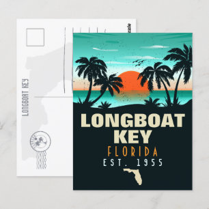 Longboat Key Florida Retro Sunset Souvenirs 60s Briefkaart