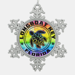 Longboat Key Florida Zee Schildpad Tin Sneeuwvlok Ornament