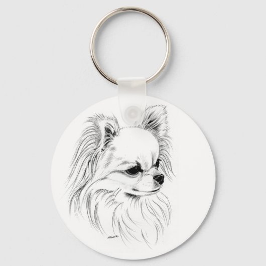 Longcoat chihuahua sleutelhanger (Voorkant)