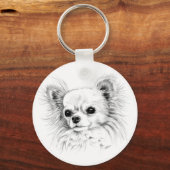 Longcoat chihuahua sleutelhanger (Voorkant)