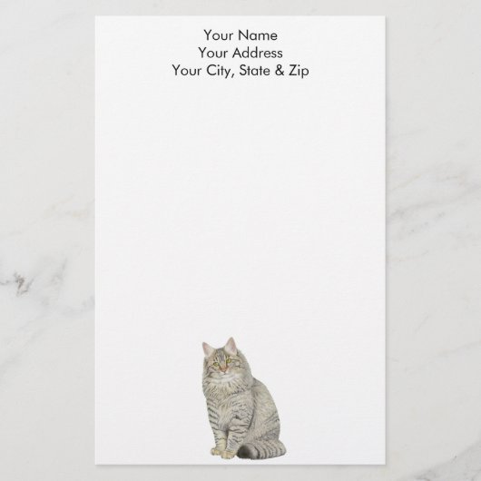 Longhair Tabby Cat Briefpapier (Voorkant)