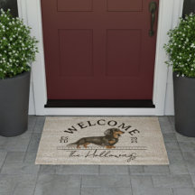 Longhair Teckel Custom Familienaam Welkom