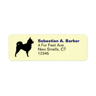 Longhaire Chihuahua Dog Silhouette Return Address Etiket