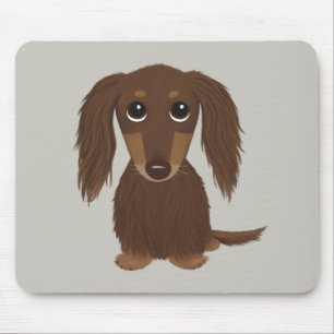 Longhaire Chocolate Brown Dachshund Muismat