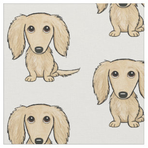 Longhaire Cream Dachshund   Wiener Dog Pattern Stof