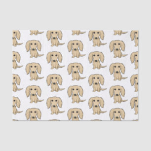 Longhaire Cream Dachshunds Patroon   Kute honden Tissuepapier