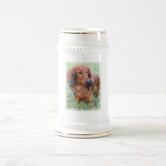 Longhaire Dachshund Beer Stein Bierpul (Center)