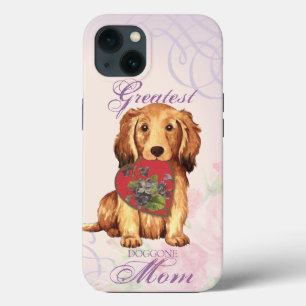 Longhaire Dachshund Heart mama iPhone 13 Hoesje