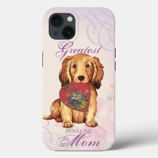 Longhaire Dachshund Heart mama Case-Mate iPhone Case (Achterkant)