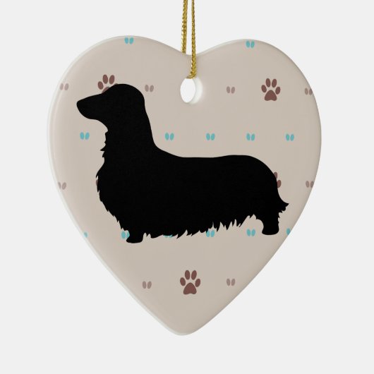 Longhaire Dachshund Keramisch Ornament (Rechts)