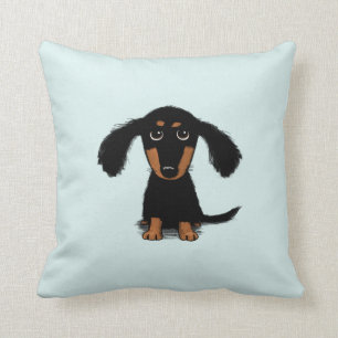 Longhaire Dachshund Puppy   Schattige Wiener Dog Kussen