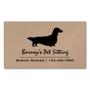 Longhaire Dachshund Silhouette Pet Wiener Dog Visitekaartje Magneet