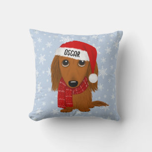 Longhaired Dachshund Schattige Dog Christmas Custo Kussen