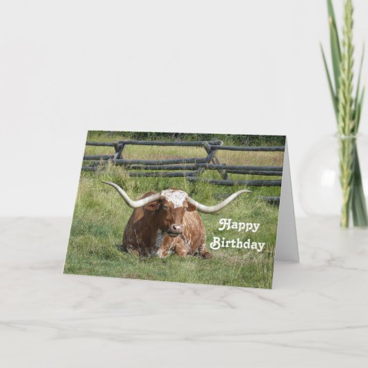Longhorn Birthday Card Bedankkaart (Voorkant)