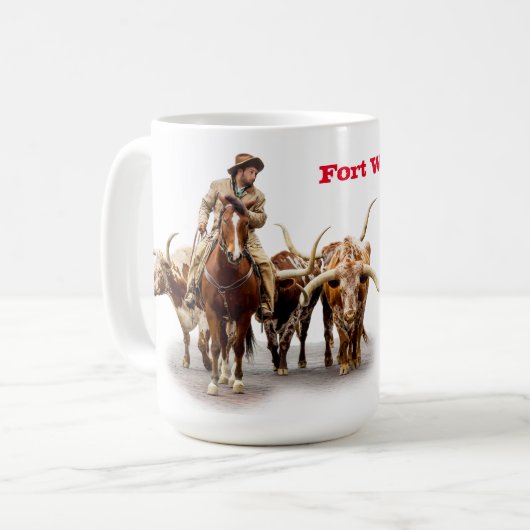 Longhorn Bovins, Fort Worth, Western, Mug (Devant gauche)