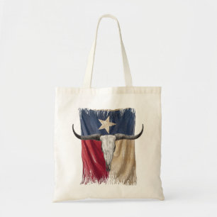 Longhorn Bull Skull Verdrietig Versleten Texas Vla Tote Bag