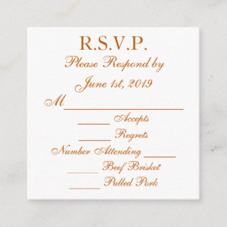 Longhorn Burnt Oranje en White Response RSVP-kaart Informatiekaartje