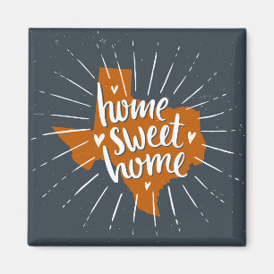 Longhorn Burnt Sinaasappel Home Sweet Home Texas Magneet
