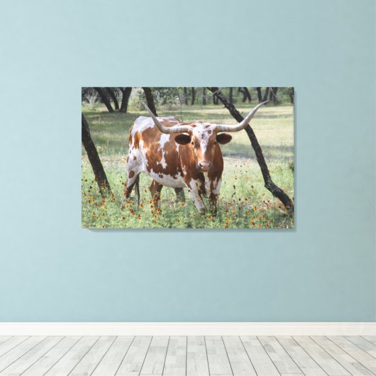 Longhorn Canvas Afdruk (Insitu (Houten vloer))