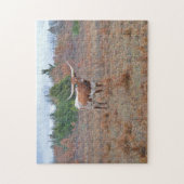 Longhorn Cow Texas Farm Orange Colours Puzzle (Vertical)