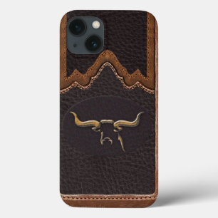 Longhorn Foto Faux Leather Tough iPhone 6 iPhone 13 Hoesje