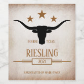 Longhorn gepersonaliseerd wijnlabel wijn etiket (Enkel label)