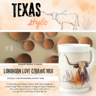 Longhorn Love #1 Bone China Keramische Mok