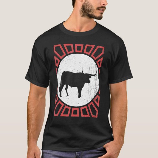 Longhorn  Retro Style Animal T-shirt (Voorkant)