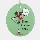 Longhorn Roller Skating-Merry Kerstmis. Keramisch Ornament (Links)