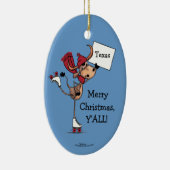 Longhorn Roller Skating-Merry Kerstmis. Keramisch Ornament (Rechts)