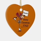 Longhorn Roller Skating-Merry Kerstmis. Keramisch Ornament (Rechts)
