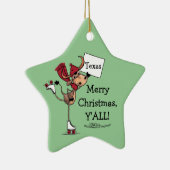 Longhorn Roller Skating-Merry Kerstmis. Keramisch Ornament (Rechts)
