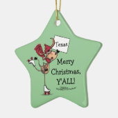 Longhorn Roller Skating-Merry Kerstmis. Keramisch Ornament (Links)