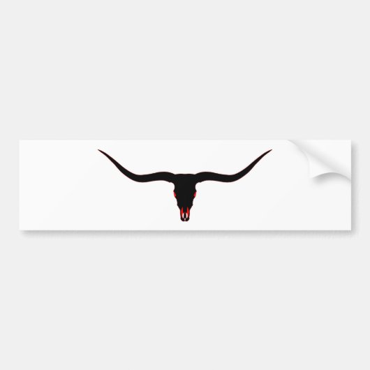 Longhorn Skull Black en Red Bumpersticker (Voorkant)