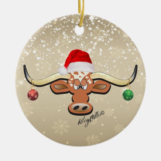 Longhorn Steer kerstversiering Keramisch Ornament (Voorkant)