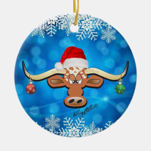 Longhorn Steer kerstversiering Keramisch Ornament (Voorkant)