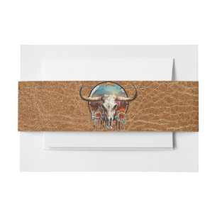 Longhorn Steer Medallion Belly Band Uitnodigingen Wikkel