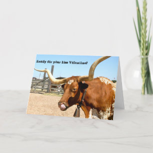 Longhorn steer ready to give you a valentin kiss feestdagen kaart