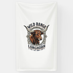 Longhorn Stier Grafische Vintage Gravure Western K Spandoek